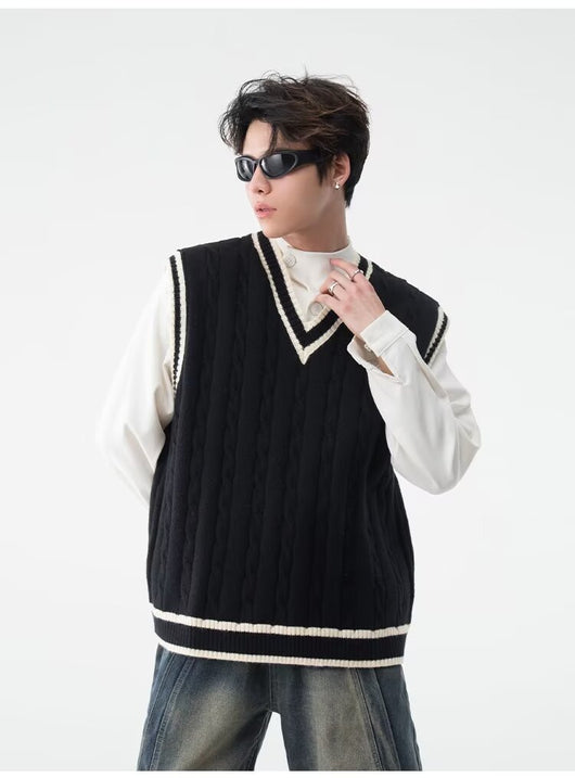 Chaleco Tejido Cuello V Estilo British College - Image 16