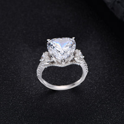 Anillo de Plata 925 con Corazón Incrustado de Diamantes 12mm - Image 5