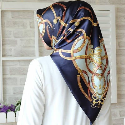 Pañuelo Cuadrado Grande de Seda Simulada - Accesorio Versátil para Mujer - Image 22