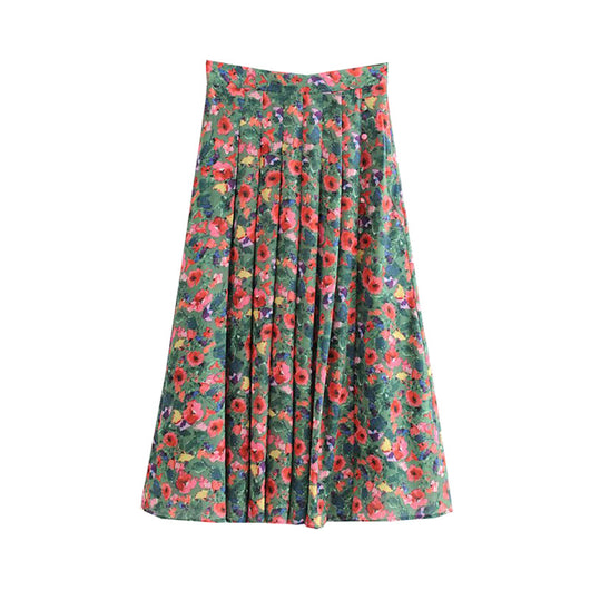 Falda Larga de Cintura Alta con Pliegues y Abertura Estilo Resort - Image 20