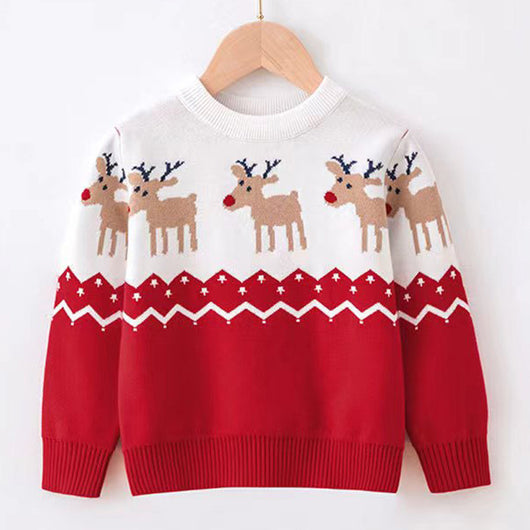Suéter Navideño Infantil Tejido Grueso con Diseño de Reno - Image 6