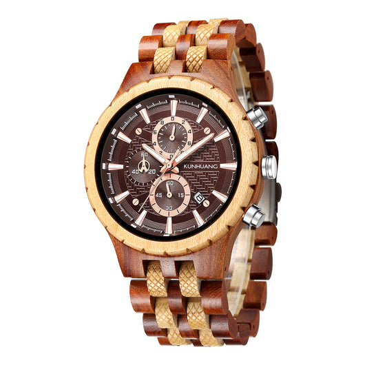 Reloj Deportivo de Madera Multifuncional con Movimiento de Cuarzo - Image 5