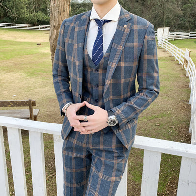 Traje Slim Fit 3 Piezas Fusión Coreana y Británica para Hombre - Image 6