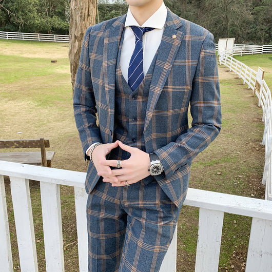 Traje Slim Fit 3 Piezas Fusión Coreana y Británica para Hombre - Image 6