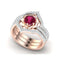 Anillo de Compromiso Oro Rosa Flor - Juego de Alianzas para Boda y Aniversario