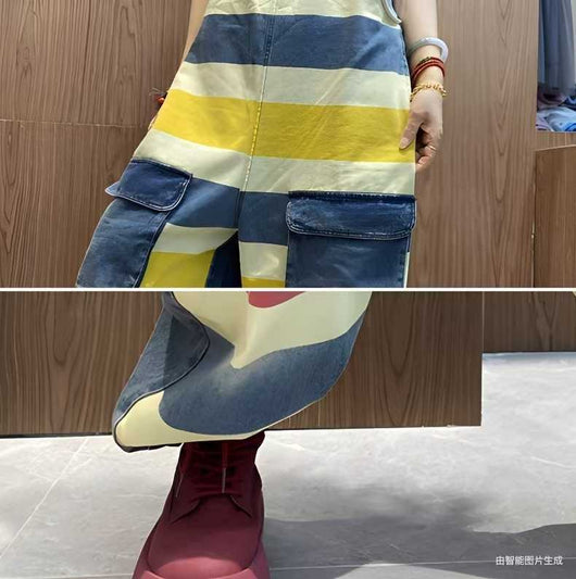 Mono Corto Denim Tallas Grandes con Tirantes e Impresión - Image 7