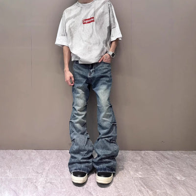 Jeans Skinny Plisados Efecto Vintage Estilo Urbano - Image 3