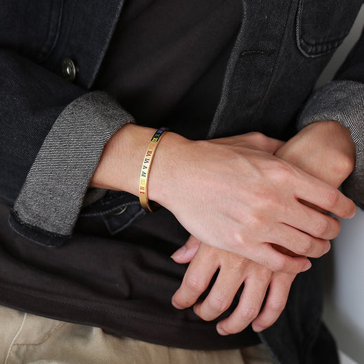 Pulsera de Acero Titanio con Números Romanos para Parejas - Image 6