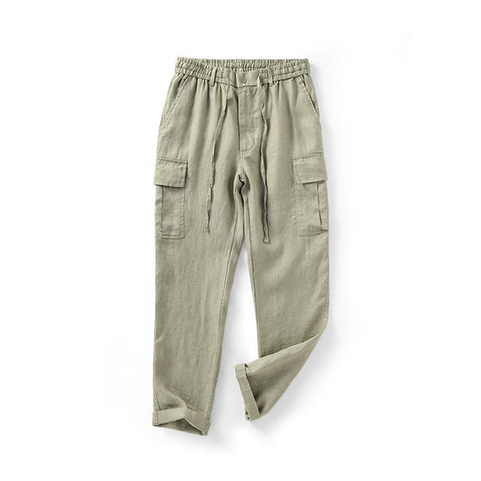Pantalones de Lino Casuales Cintura Media Transpirables para Jóvenes - Image 9