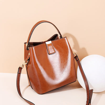 Bolsa de Cuero Encerado para Mujer - Bandolera Tipo Balde Portátil - Image 13