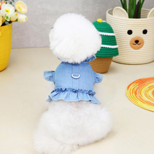 Vestido Denim para Perros y Gatos con Arnés y Gancho para Correa - Image 7