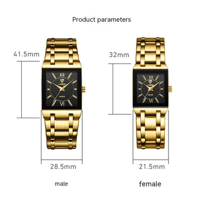 Reloj de Pareja Cuadrado Acero Inoxidable Estilo Ejecutivo - Image 11