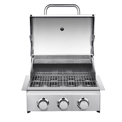 Asador de Gas Empotrable de Tres Quemadores en Acero Inoxidable