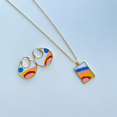 Conjunto de Collar y Aretes con Esmalte Diseño Minoritario - Image 5