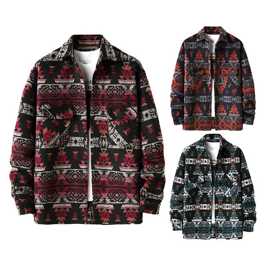 Chaqueta Camisa de Lana a Cuadros Estilo Étnico para Hombre - Image 2