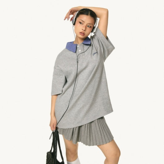 Playera Retro Bordada Oversized de Manga Corta
