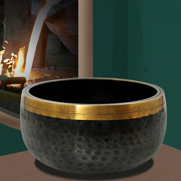 Cuenco Tibetano Buda Oro Negro para Meditación y Sonido
