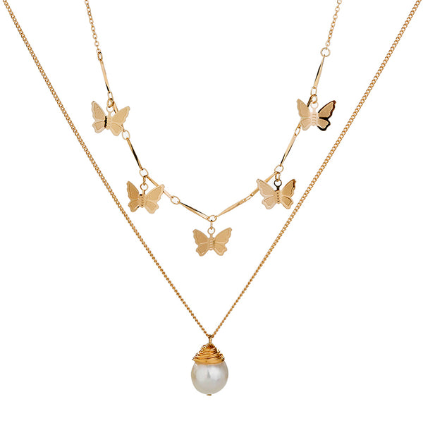 Collar Mariposa de Perlas de Agua Dulce Natural Multicapa - Image 5