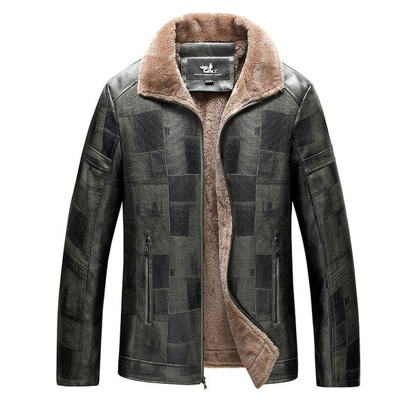 Chaqueta de Cuero para Hombre Adulto con Forro de Terciopelo