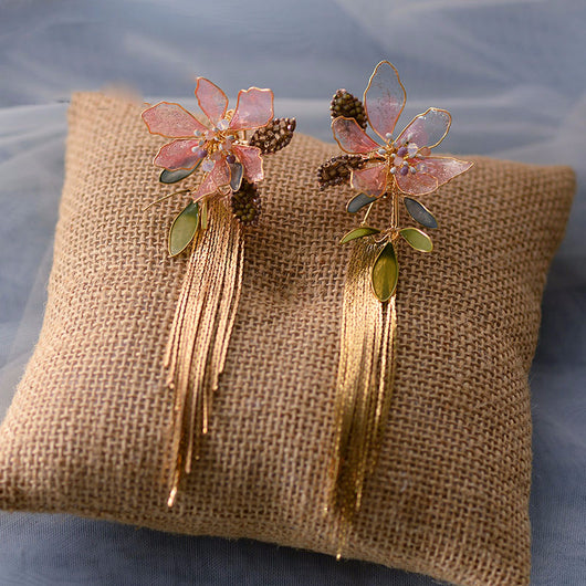 Aretes de Novia Flor Cristal Artificial sin Perforación - Clips para Boda Playa - Image 10