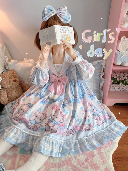 Vestido Lolita Soft Girl Osito Soñador de Manga Larga - Image 21