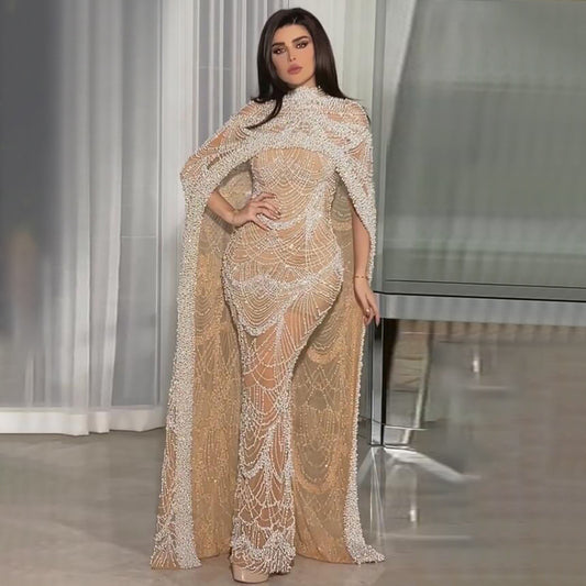 Vestido Largo de Lujo Pearl con Caída Elegante
