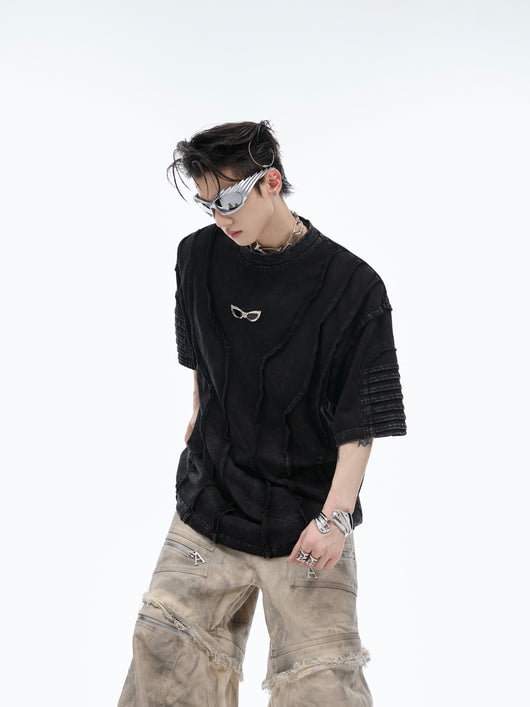 Remera Oversize con Efecto Desgastado y Hombros Acolchados - Image 9