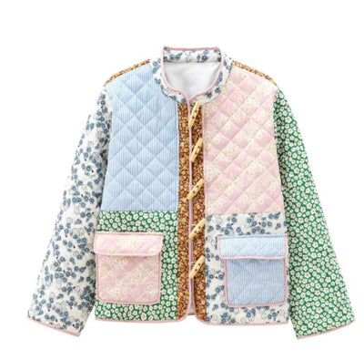 Chaqueta de Algodón Estampada con Costuras Combinadas - Corte Holgado y Casual - Image 8