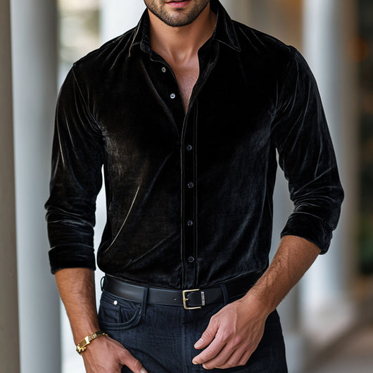 Camisa Casual de Manga Larga para Hombre - Colores Sólidos Otoño Invierno - Image 4