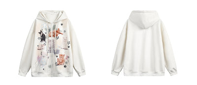 Sudadera con Capucha Retro Gato Adorable Estilo Americano - Image 20