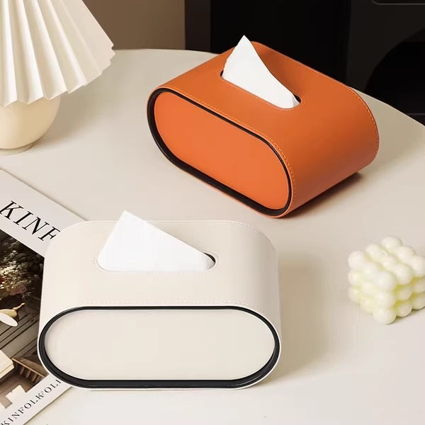 Caja de Almacenamiento en Cuero para Escritorio