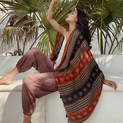 Rebozo Étnico Oversized Protector Solar Dual-uso Versátil - Image 3
