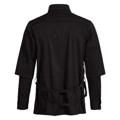 Camisa Hombre Falso Doble Pecho con Tirantes y Mangas Desmontables - Image 3