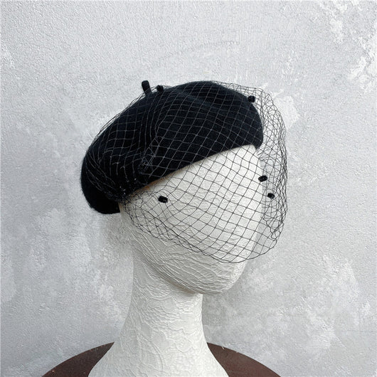 Boina Francesa Vintage con Malla y Pompón - Lana Versátil - Image 11