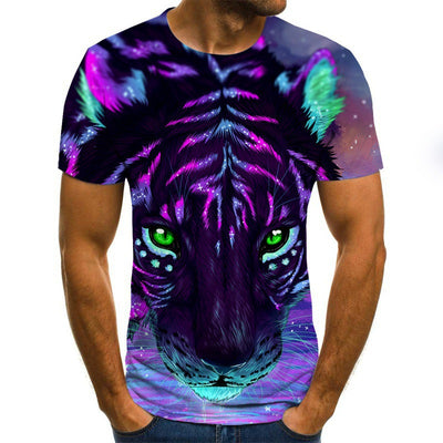 Camiseta Estampada 3D con Diseño de Rayas - Tendencia Europea y Americana - Image 9