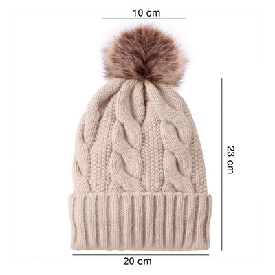 Gorro Tejido de Lana Gruesa con Pompón Abrigador para Mujer - Image 25