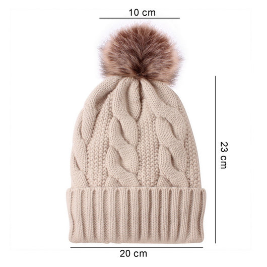 Gorro Tejido de Lana Gruesa con Pompón Abrigador para Mujer - Image 25