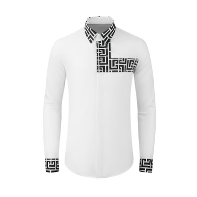Camisa Manga Larga Algodón Hombre con Estampado Dorsal y Panel Frontal Contraste - Image 2
