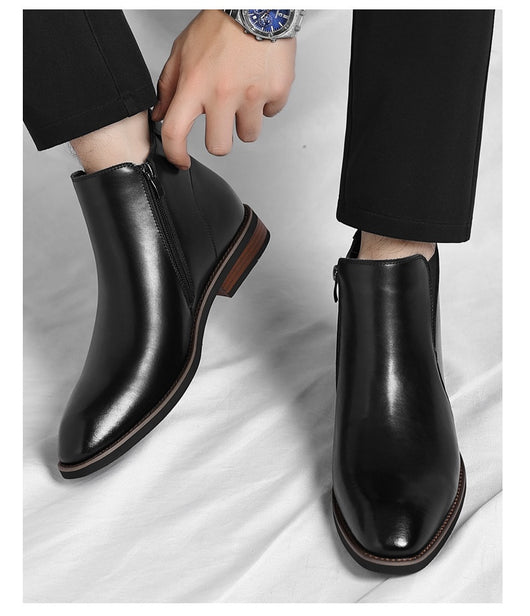 Botas Altas Retro de Cuero para Hombre - Estilo Formal Clásico - Image 11