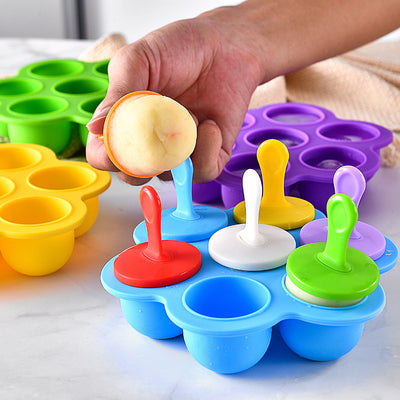 Molde de Paletas Caseras de Silicona con 7 Cavidades - Bandeja Multifuncional para Helados