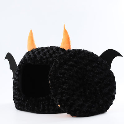 Nido Acogedor para Mascotas Diablillo Halloween - Felpa Cerrada y Cálida - Image 12