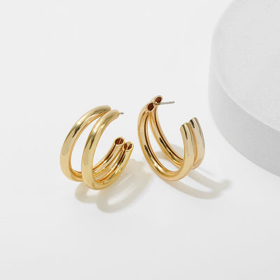 Aretes Dobles en Forma de C - Metal Elegante - Image 4