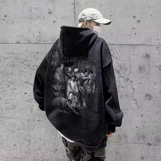 Sudadera con Capucha Forrada en Fleece Estilo Americano para Otoño e Invierno - Image 12