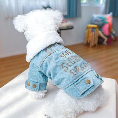 Abrigo de Mezclilla Gruesa para Mascotas con Letras Estampadas - Image 3