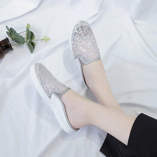 Zapatos Viscosa Baotou Semiabiertos con Encaje para Mujer - Image 3