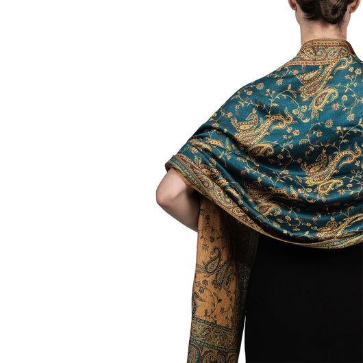 Chal Vintage Étnico con Borlas y Estampado Paisley Jacquard Oriente Medio - Image 8