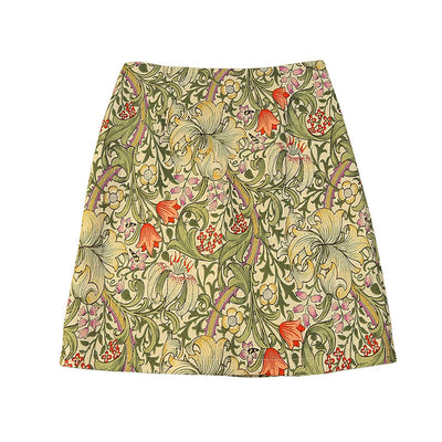 Falda A-línea Jacquard Corta de Talle Alto Verano Efecto Adelgazante Anti-brillo