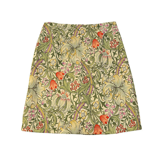 Falda A-línea Jacquard Corta de Talle Alto Verano Efecto Adelgazante Anti-brillo