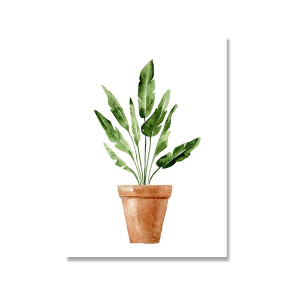 Cuadro de Plantas Tropicales en Lienzo - Arte Minimalista de Hojas Verdes