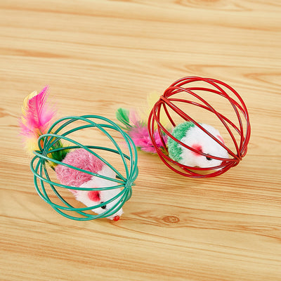 Juguete Interactivo para Gatos con Ratón de Lacado y Jaula de Alambre - Image 3